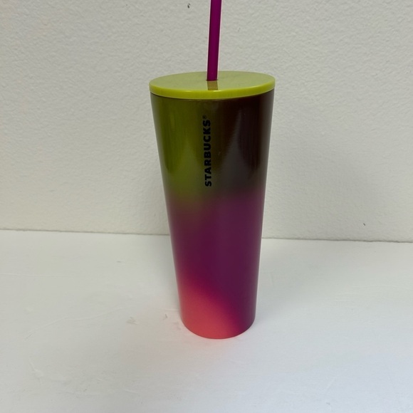 Starbucks 2022 /NWT/Yellow Pink and Coral Stainless Steel Insulated 24oz Venti - Picture 5 of 10